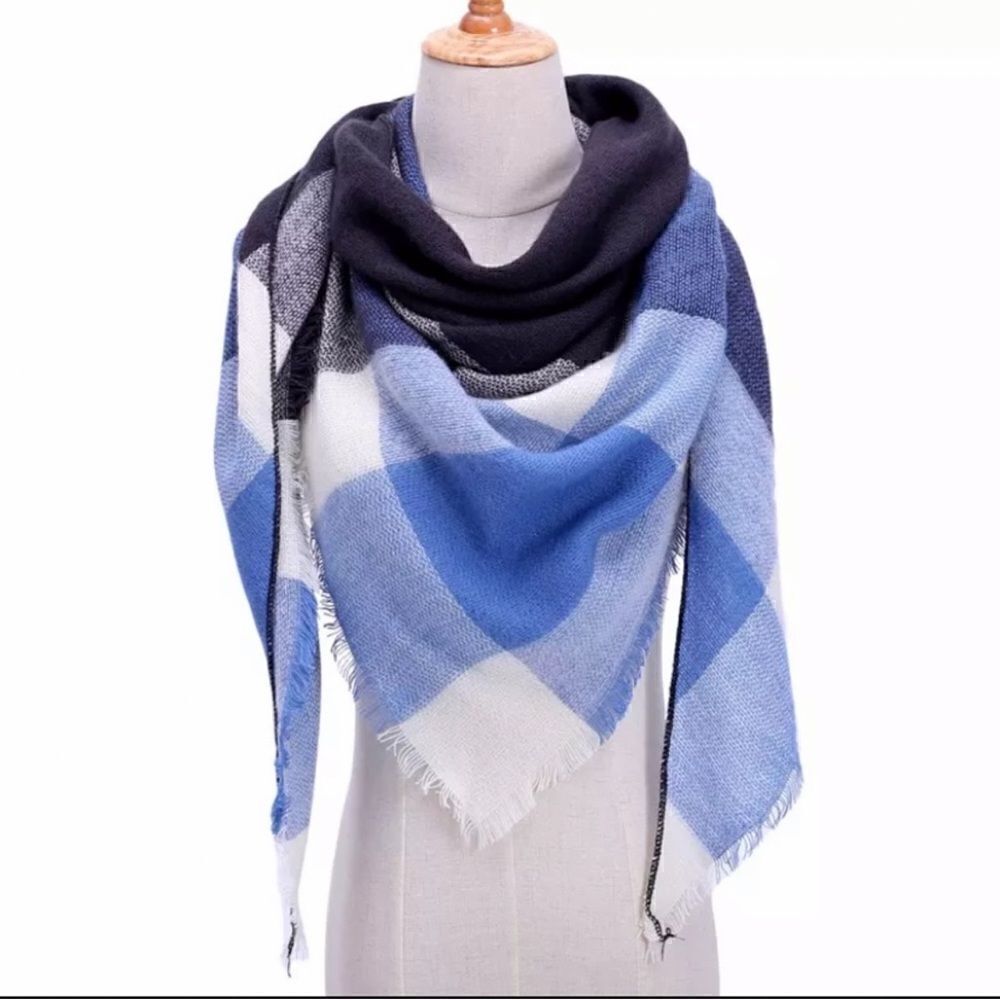 Blue plaid scarf